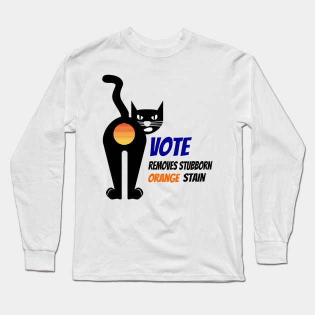 Vintage Cat Vote Removes Stubborn Orange Stain Long Sleeve T-Shirt by coloringiship